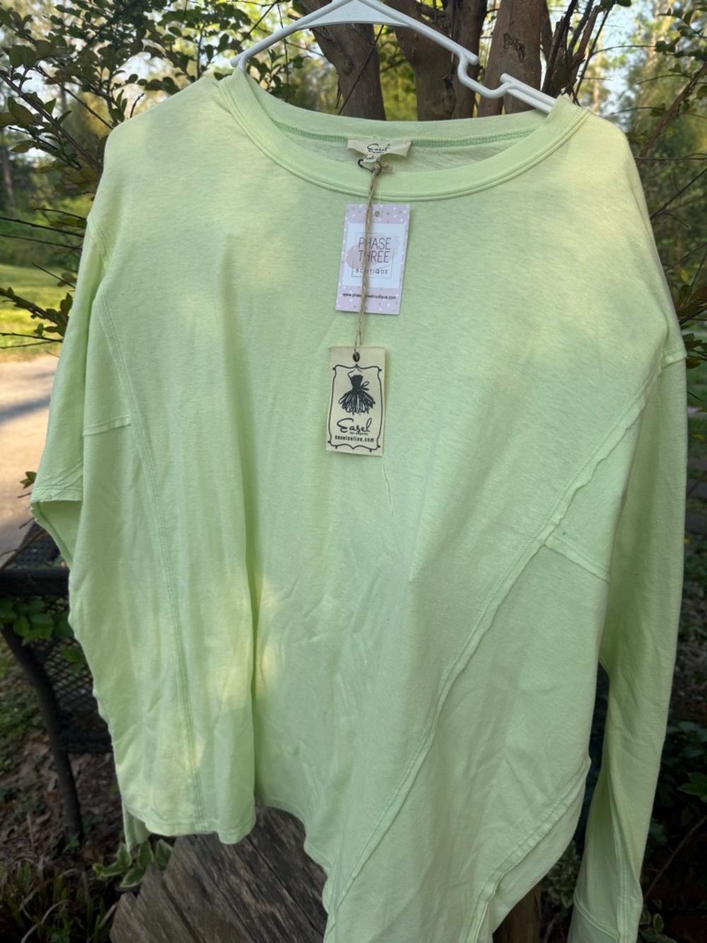Casual Long Sleeve Tee by Easel in Light Lime